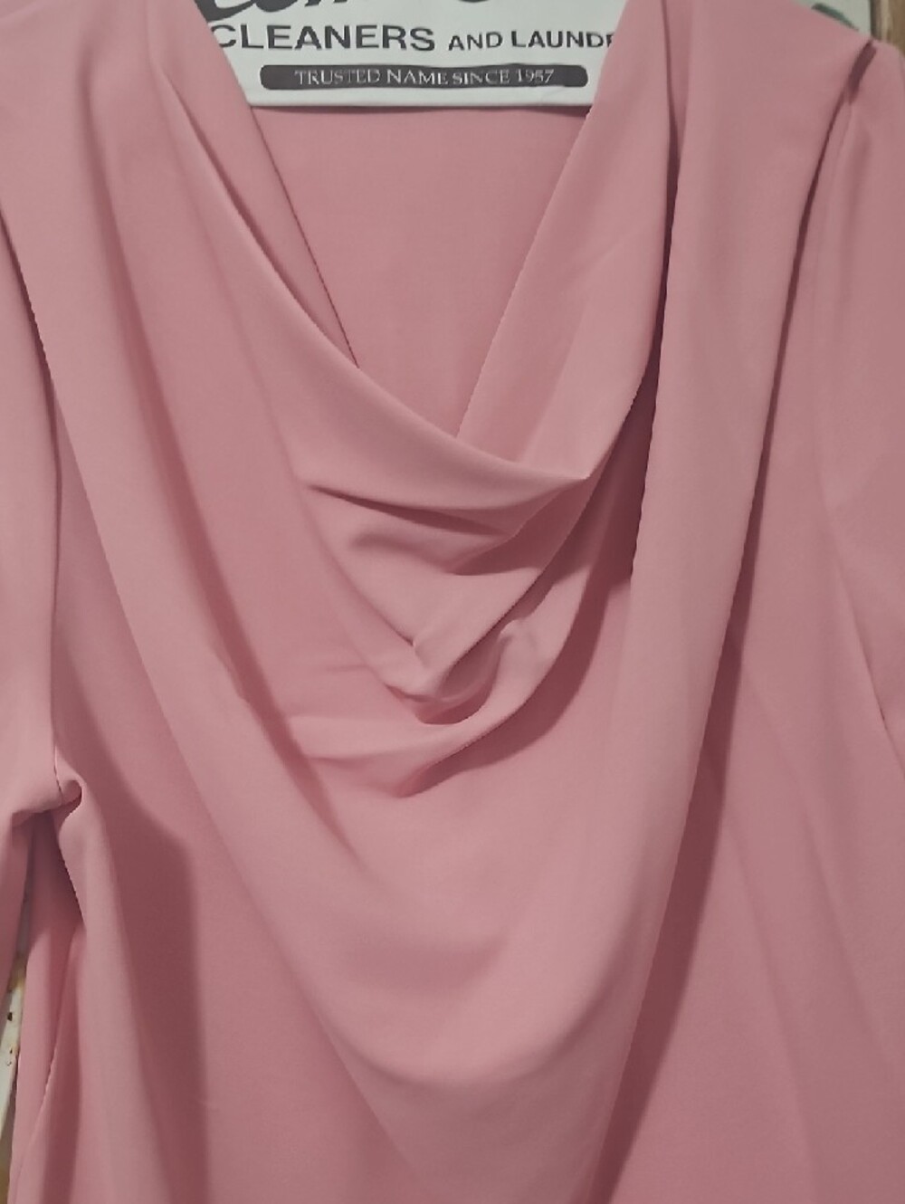Chic & Stylish-Pink Draped Cowl Neck Women’s Top - Picture 2 of 2